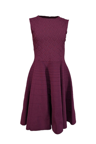 Ted Baker - Burgundy Textured Knit Fit & Flare Dress Sz 8 Ted Baker - Burgundy Textured Knit Fit & Flare Dress Sz 8