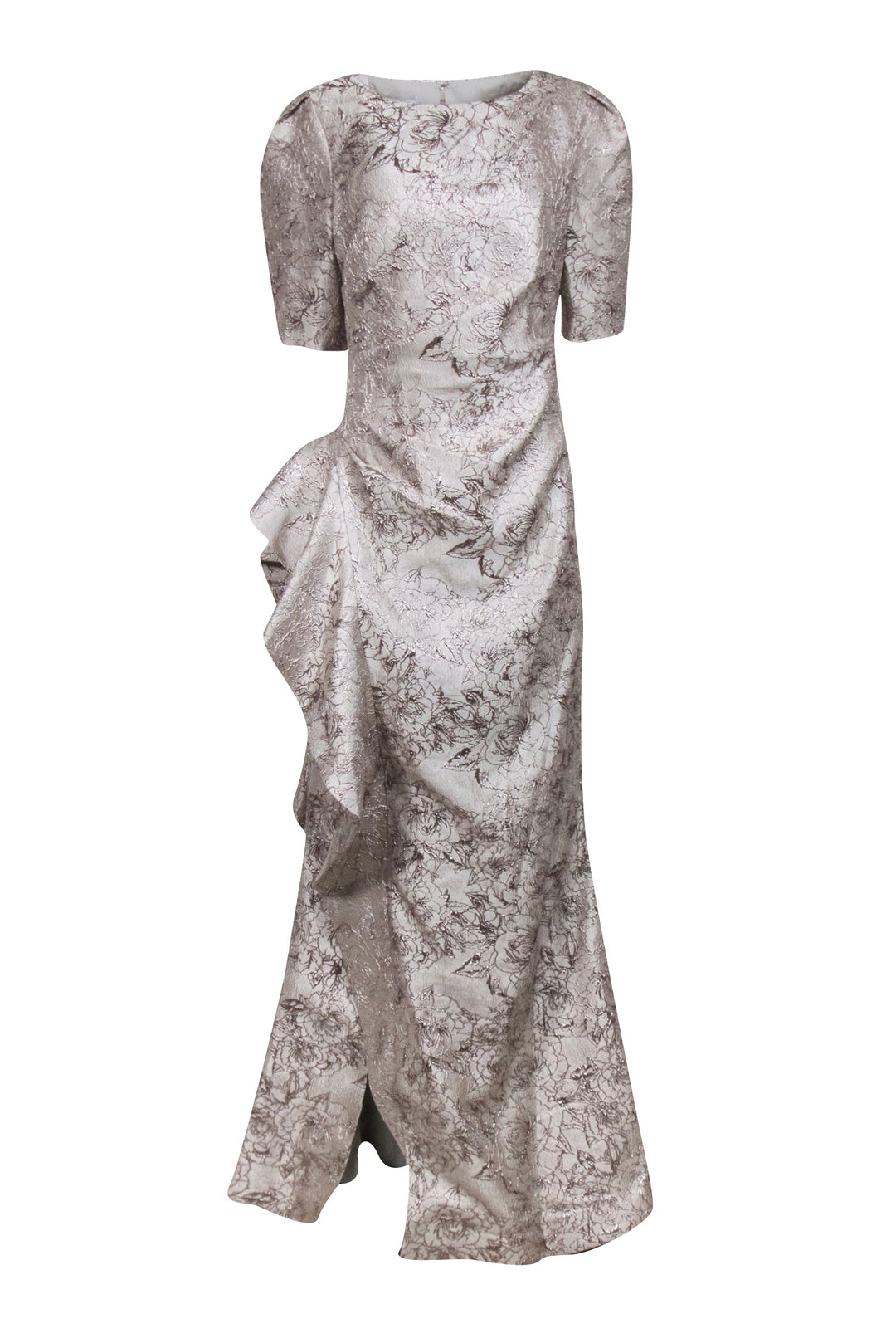 Terri Jon - Champagne Gold Jacquard Gown Sz 10 Terri Jon - Champagne Gold Jacquard Gown Sz 10
