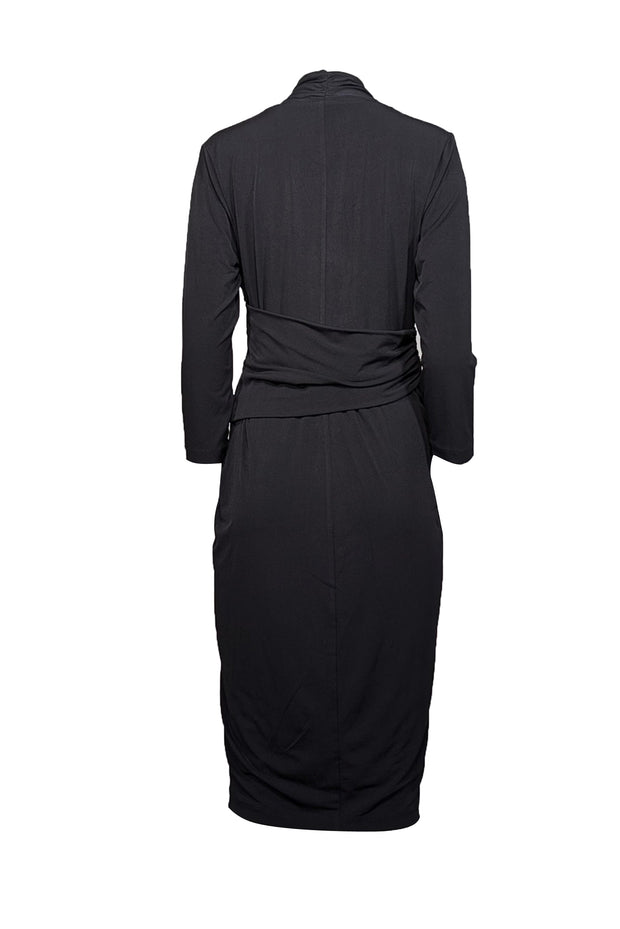 The Fold - Black Draped Jersey Dress Sz 8
