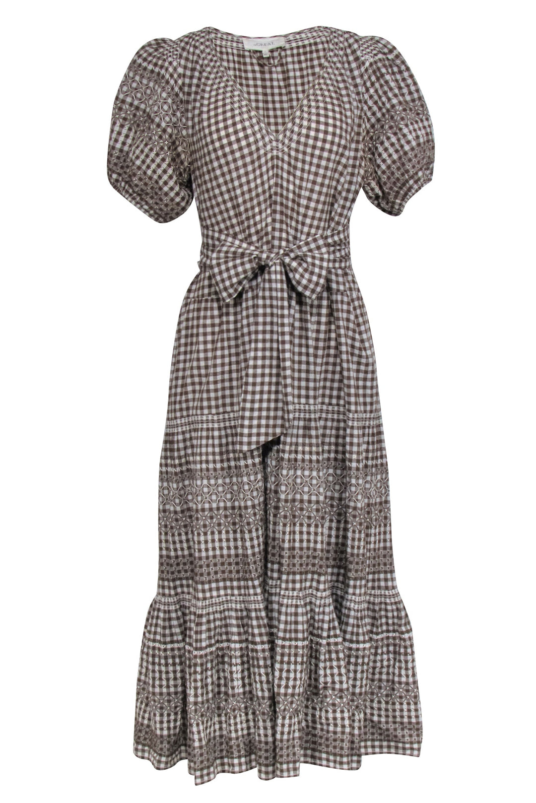 The Great - Brown & White Gingham Puff Sleeve Maxi Dress Sz 12 The Great - Brown & White Gingham Puff Sleeve Maxi Dress Sz 12