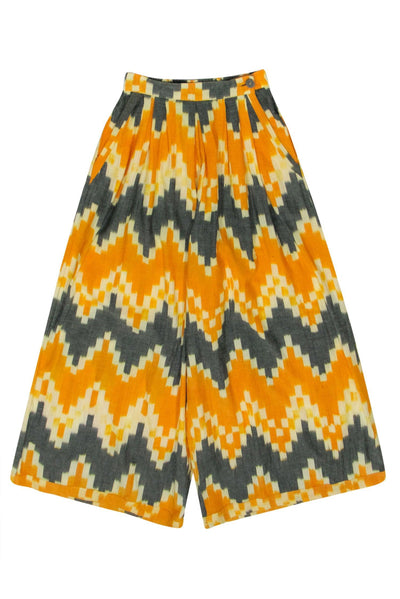 Current Boutique-The Odells - Mustard Yellow & Grey Print Cotton Pants Sz XS
