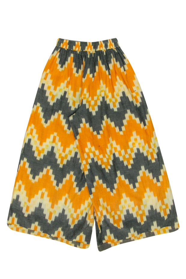 Current Boutique-The Odells - Mustard Yellow & Grey Print Cotton Pants Sz XS