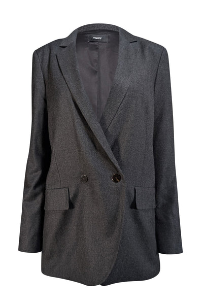 Theory - Charcoal Grey Wool Blazer Sz 6 - Current Boutique