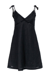 Current Boutique-Theory - Black Linen Blend Sleeveless Lace Trim Dress Sz 0