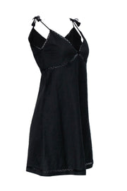 Current Boutique-Theory - Black Linen Blend Sleeveless Lace Trim Dress Sz 0