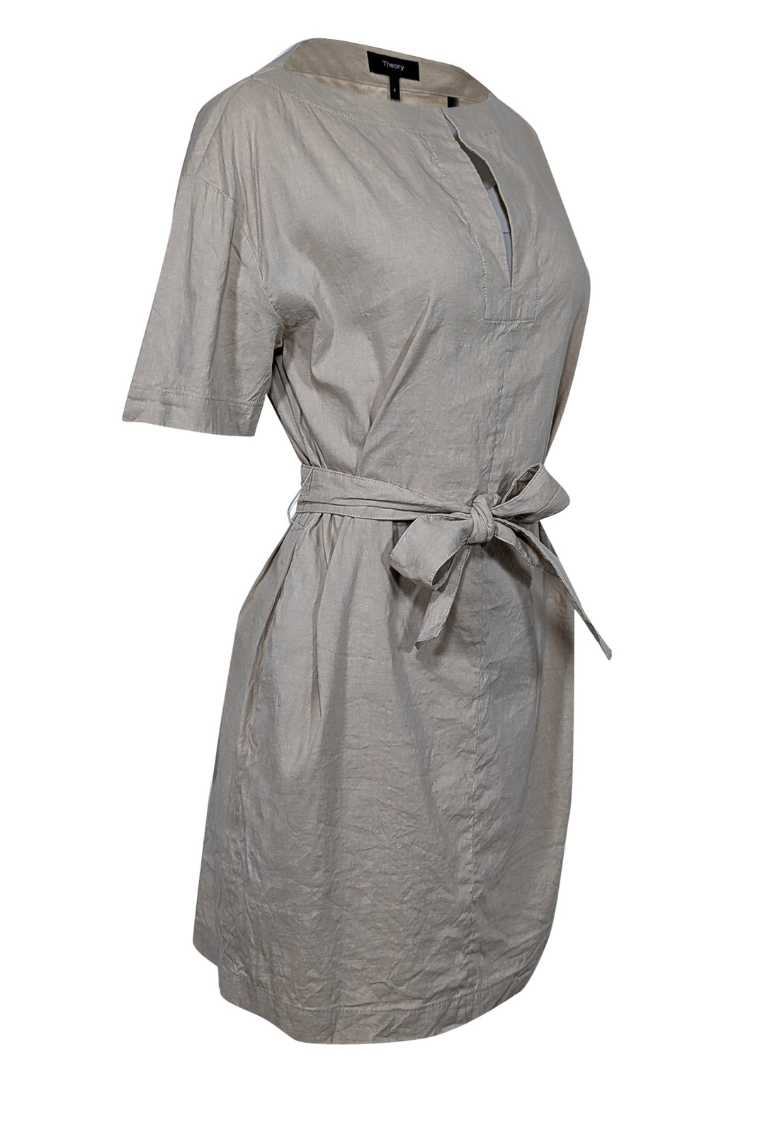 Theory - Beige Linen Blend Belted Shift Dress Sz 4 Theory - Beige Linen Blend Belted Shift Dress Sz 4