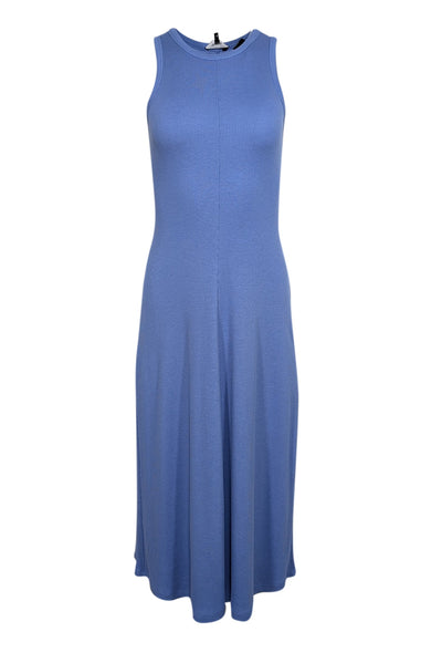 Theory - Blue Ribbed Knit Fit & Flare Midi Dress Sz P Theory - Blue Ribbed Knit Fit & Flare Midi Dress Sz P