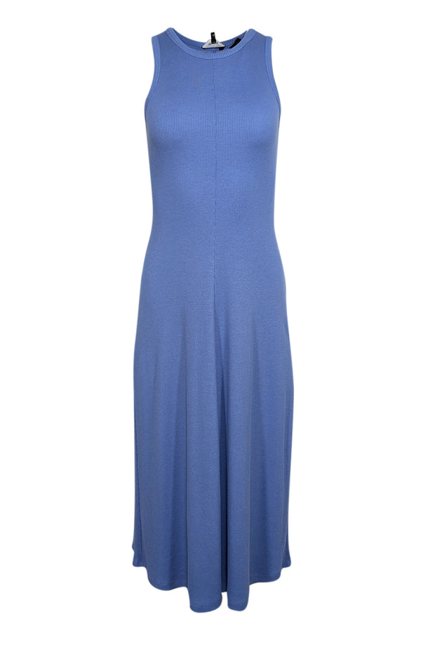 Theory - Blue Ribbed Knit Fit & Flare Midi Dress Sz P Theory - Blue Ribbed Knit Fit & Flare Midi Dress Sz P