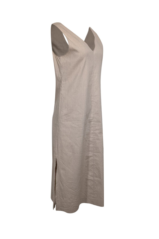 Theory - Khaki Linen Blend Deep V-Neck Dress Sz S Theory - Khaki Linen Blend Deep V-Neck Dress Sz S