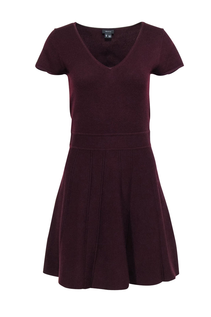 slim fit dress slacks Women's Maroon Georgette Fit and Flare Dress Maroon / Xs