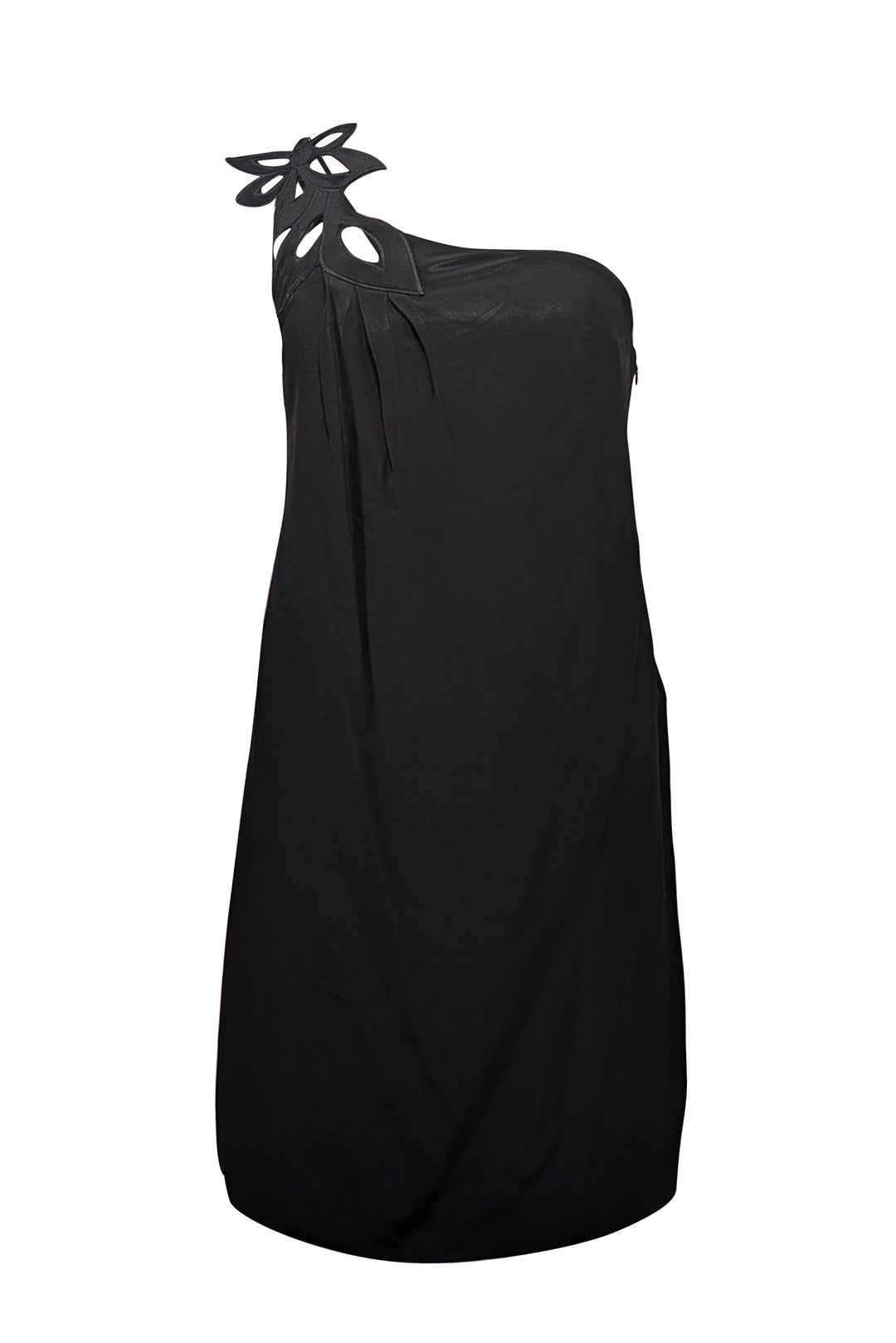 tibi one shoulder dress TIBI black cotton fit flare dress one shoulder asymmetrical pleat skirt US0 XS For Sale at 1stDibs