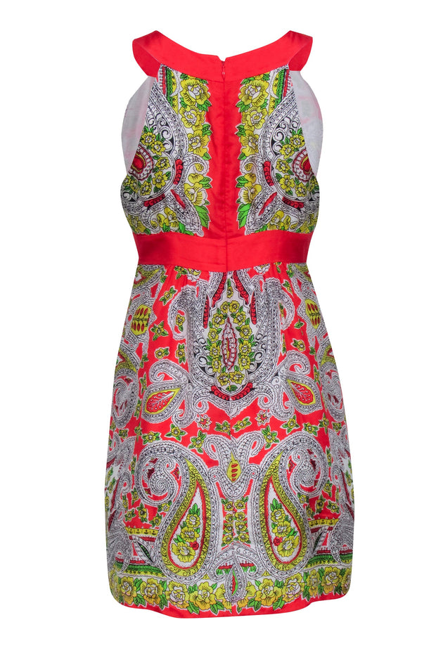 Current Boutique-Tibi - Red, Ivory, Yellow, & Green Floral Print Sleeveless Dress Sz 4