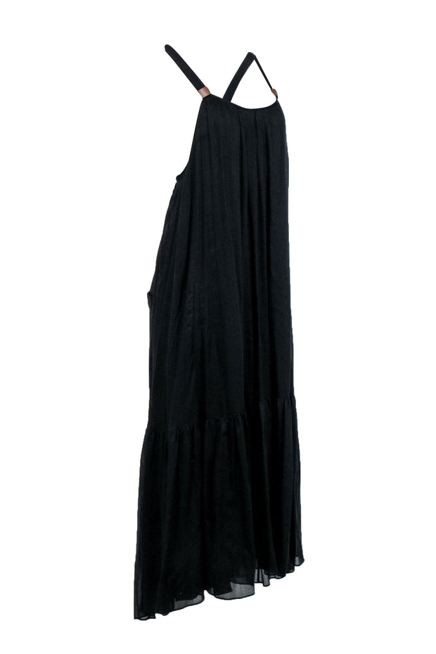 Current Boutique-Tibi - Black Sleeveless Maxi Dress w/ Tan Strap Detail Sz 6