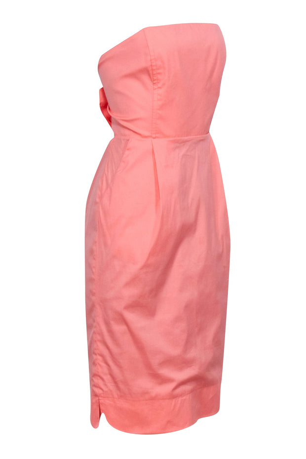 Current Boutique-Tibi - Coral Poplin Strapless Dress Sz 8