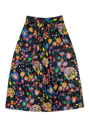 Current Boutique-Tibi - Navy & Multi Color Printed Tech Floral Skirt Sz 4