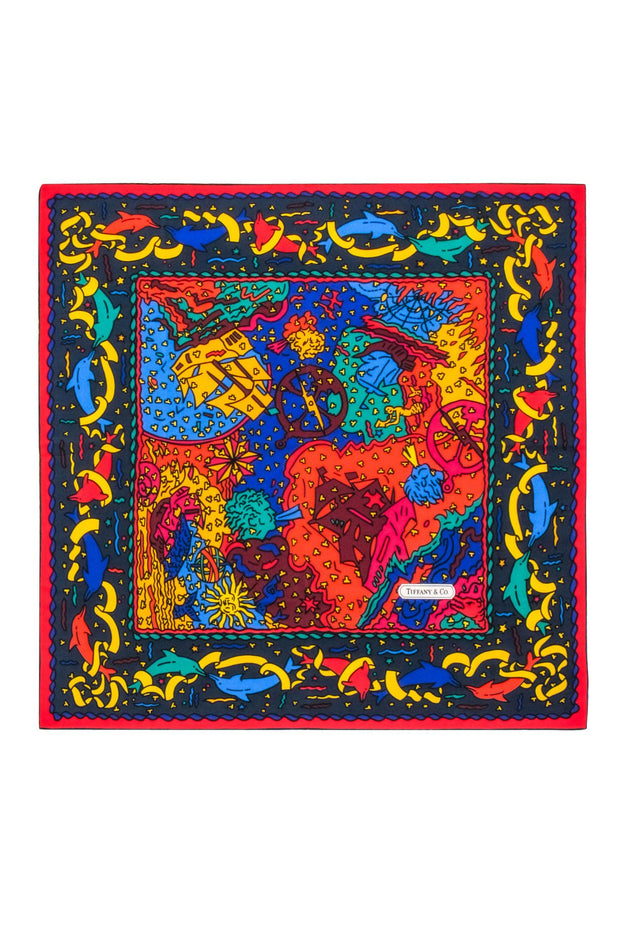 Current Boutique-Tiffany & Co. - Blue & Multi Color Print Scarf