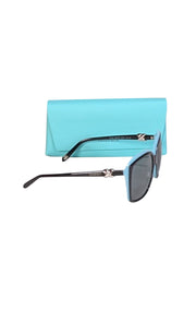 Tiffany & Co. - Black & Tiffany Blue Large Sunglasses - Current Boutique