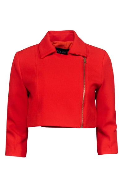 Current Boutique-Toccin (NY) - Red Cropped Moto Zipper Blazer Sz XS