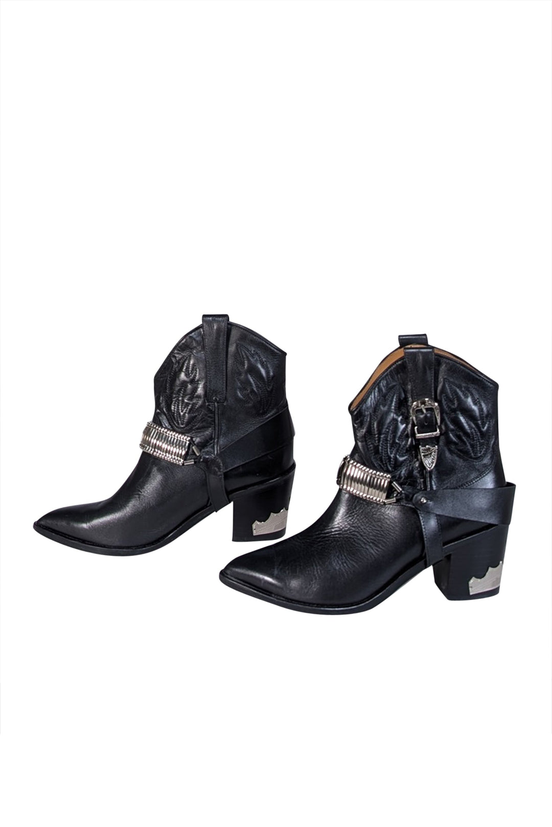 【TOGA PULLA】Cowboy shoes SP シューズ 36 Toga Pulla - Black Leather Silver Detail Western Boot Sz 11