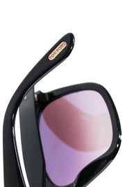 Current Boutique-Tom Ford - Black Large Sunglasses w/ Brown Ombre Lenses