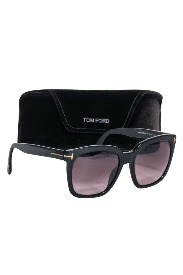 Current Boutique-Tom Ford - Black Large Sunglasses w/ Brown Ombre Lenses