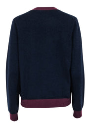 Current Boutique-Tory Burch - Navy & Maroon Cashmere V-neck Cardigan Sz L