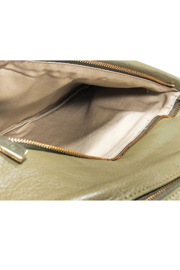 Current Boutique-Tory Burch - Olive Green Fold-Over Leather "Reva" Clutch