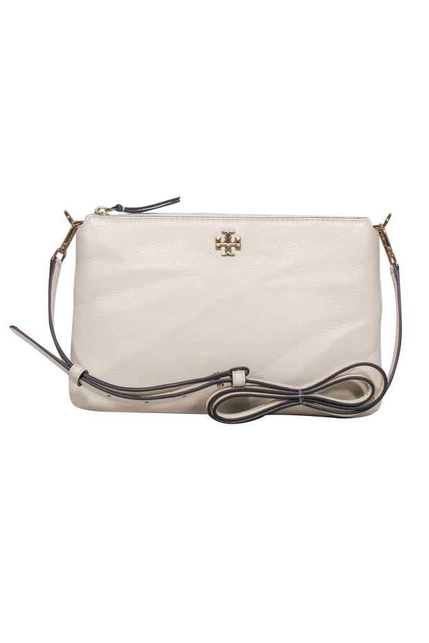 Current Boutique-Tory Burch - Cream "Kira" Pebbled Leather Crossbody Bag