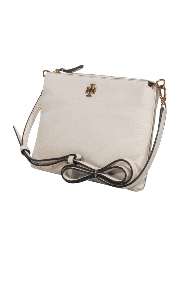 Current Boutique-Tory Burch - Cream "Kira" Pebbled Leather Crossbody Bag