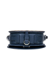 Current Boutique-Tory Burch - Navy, Cream, & Tan Print Leather Crossbody Bag