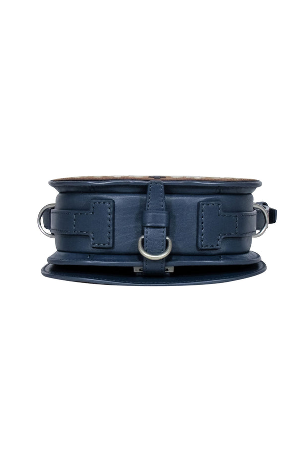 Current Boutique-Tory Burch - Navy, Cream, & Tan Print Leather Crossbody Bag