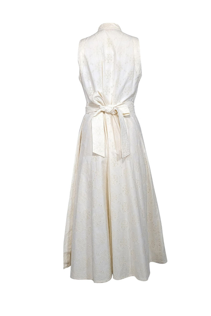 Tory Burch - Ivory Cotton Logo Lace Wrap Dress Sz 10 Tory Burch - Ivory Cotton Logo Lace Wrap Dress Sz 10