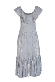 Current Boutique-Tory Burch - Charcoal & White Striped Cotton Dress w/ Eyelet Embroidery Sz 8