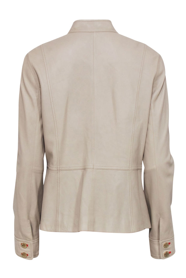 Current Boutique-Tory Burch - Beige Leather "Krista" Utility Jacket Sz 12