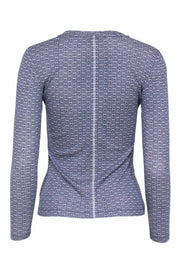 Current Boutique-Tory Burch - Navy & Cream Print Long Sleeve Top Sz S