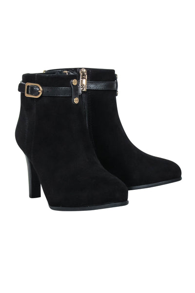 Current Boutique-Tory Burch - Black Suede Ankle Buckle Detail Short Boot Sz 5.5