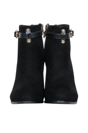 Current Boutique-Tory Burch - Black Suede Ankle Buckle Detail Short Boot Sz 5.5