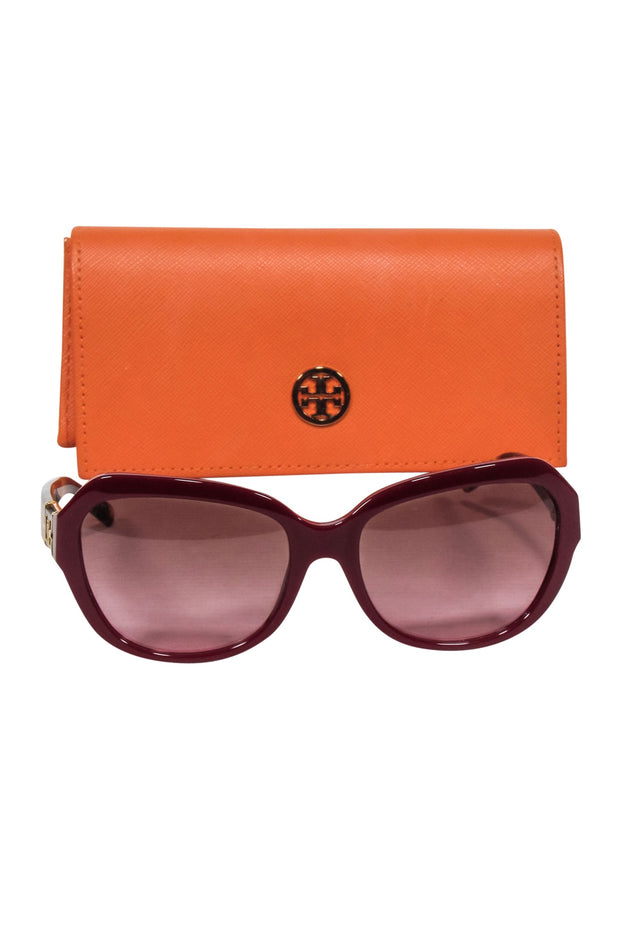 Current Boutique-Tory Burch - Maroon Round Large Sunglasses