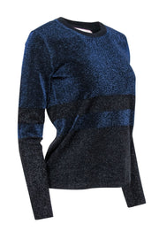 Current Boutique-Tory Burch - Navy & Black Sparkly Metallic Crewneck Sweater Sz S