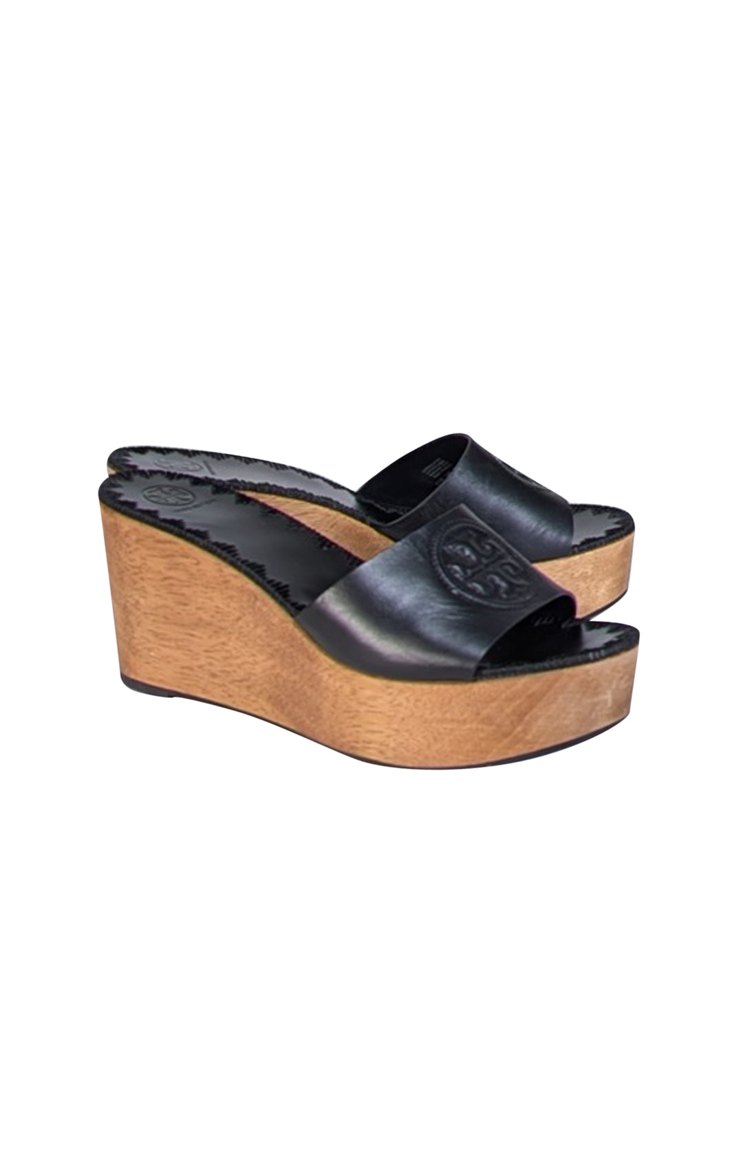 Tory Burch - Black Leather Platform Wedges Sz 9.5 | Current