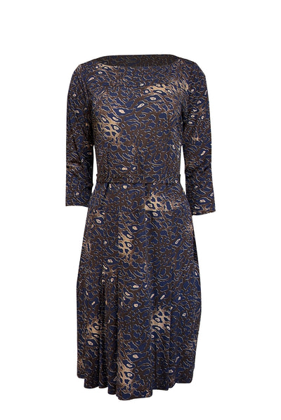 Tory Burch - Navy & Green Print Waist Tie Dress Sz L Tory Burch - Navy & Green Print Waist Tie Dress Sz L