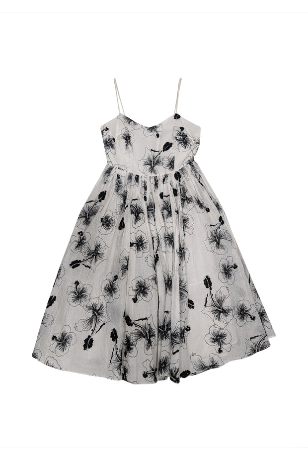Tracy Reese - White & Black Beaded Floral Detail Sleeveless Dress Sz 2 Tracy Reese - White & Black Beaded Floral Detail Sleeveless Dress Sz 2