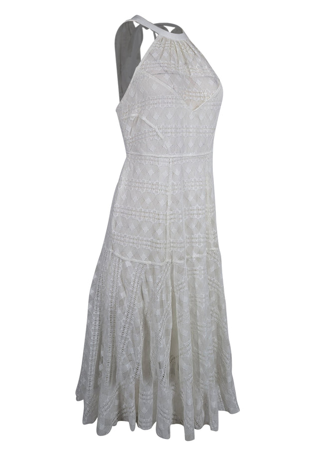 Tracy Reese - Ivory Crochet Lace Sleeveless High Neckline Dress Sz M Tracy Reese - Ivory Crochet Lace Sleeveless High Neckline Dress Sz M