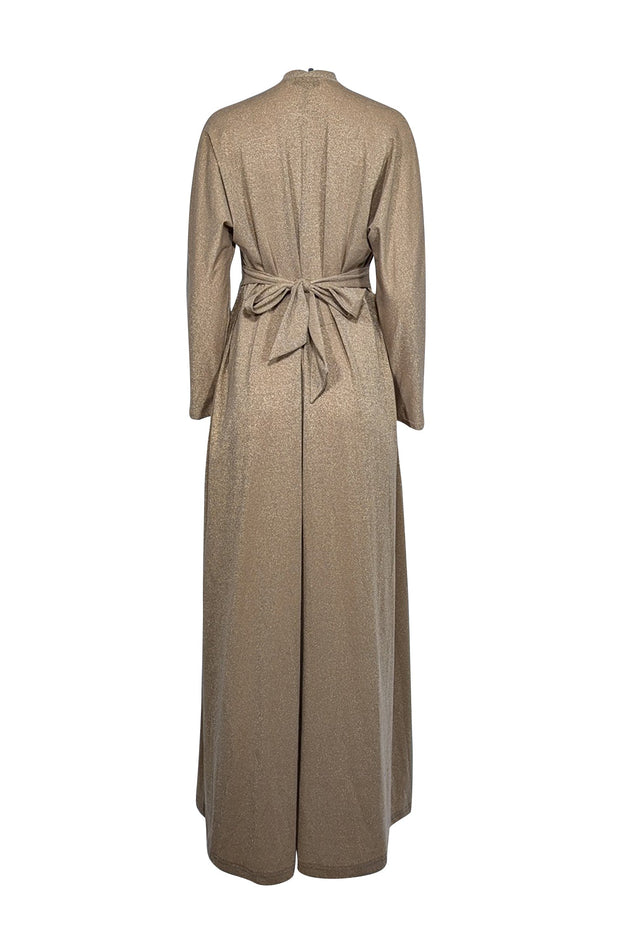 Trina Turk - Sparkly Gold Tie Front Maxi Dress Sz M Trina Turk - Sparkly Gold Tie Front Maxi Dress Sz M
