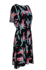 Current Boutique-Tucker - Black Multicolor Tropical Print Silk "Chelsea" Dress Sz L