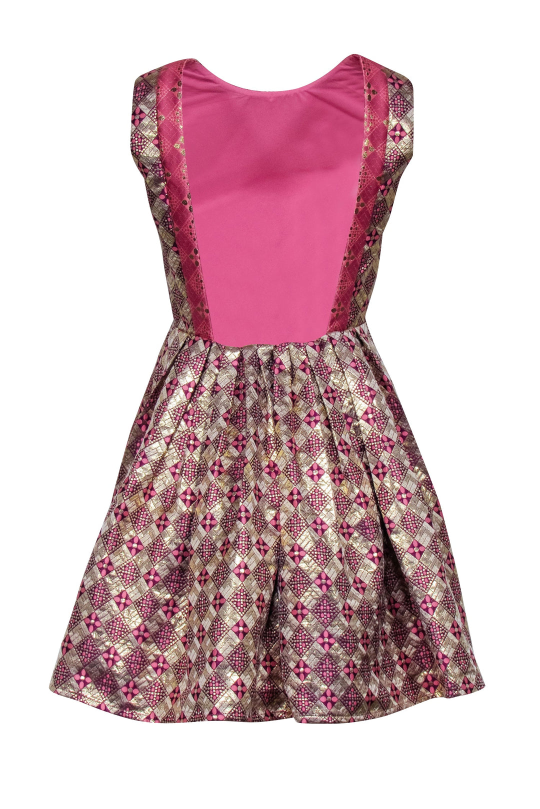 Tuckernuck - Pink, Gold, & Purple Brocade Print Open Back Dress Sz S Tuckernuck - Pink, Gold, & Purple Brocade Print Open Back Dress Sz S