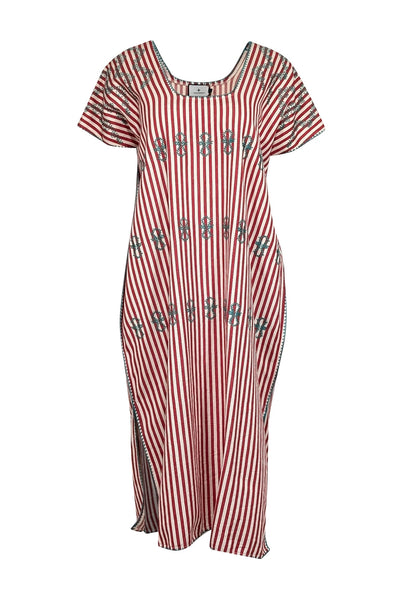 Tuckernuck - Red & Cream Stripe w/ Green Embroidered Detail Tunic Dres Tuckernuck - Red & Cream Stripe w/ Green Embroidered Detail Tunic Dres