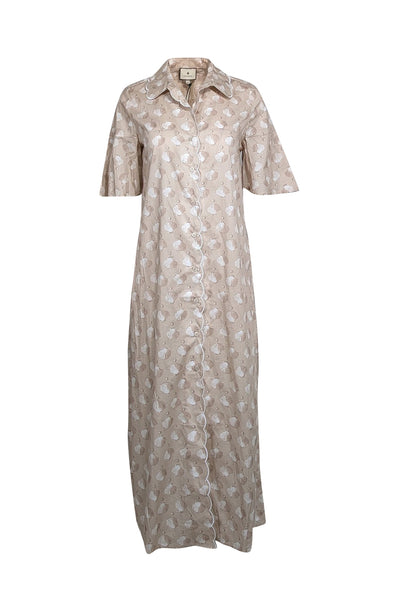 Tuckernuck - Light Beige Seashell Print Cotton Midi Dress Sz S Tuckernuck - Light Beige Seashell Print Cotton Midi Dress Sz S