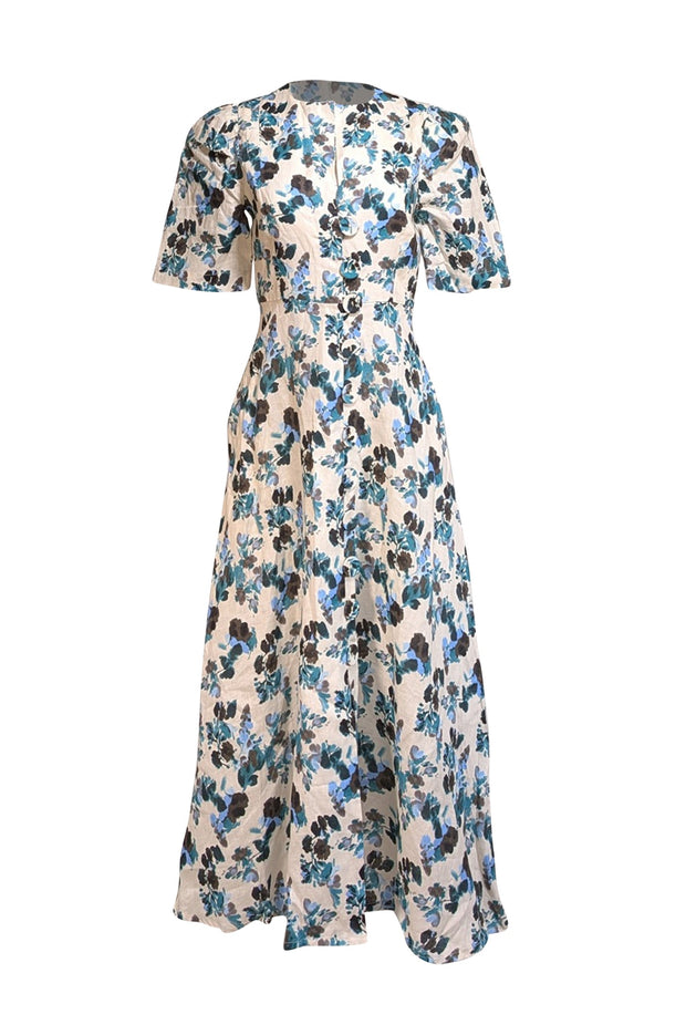 Tuckernuck - Ivory, Blue, & Green Floral Button Front Dress Sz S Tuckernuck - Ivory, Blue, & Green Floral Button Front Dress Sz S