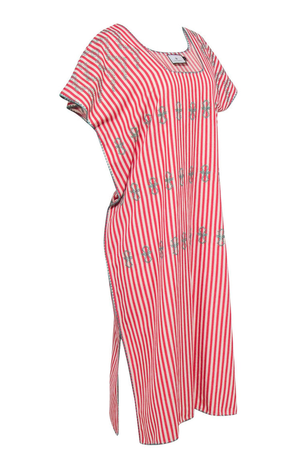 Tuckernuck - Red & Cream Stripe w/ Green Embroidered Detail Tunic Dres Tuckernuck - Red & Cream Stripe w/ Green Embroidered Detail Tunic Dres